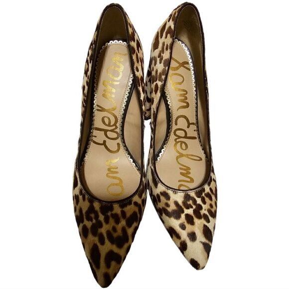 SAM EDELMAN Fur Leopard Print Halston Pumps - Size 6 1/2 - Picture 2 of 8